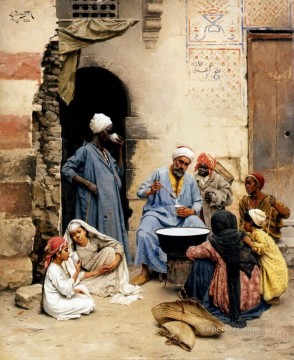  Ludwig Pintura al %C3%B3leo - El vendedor de Sahleb El Cairo Ludwig Deutsch Orientalismo